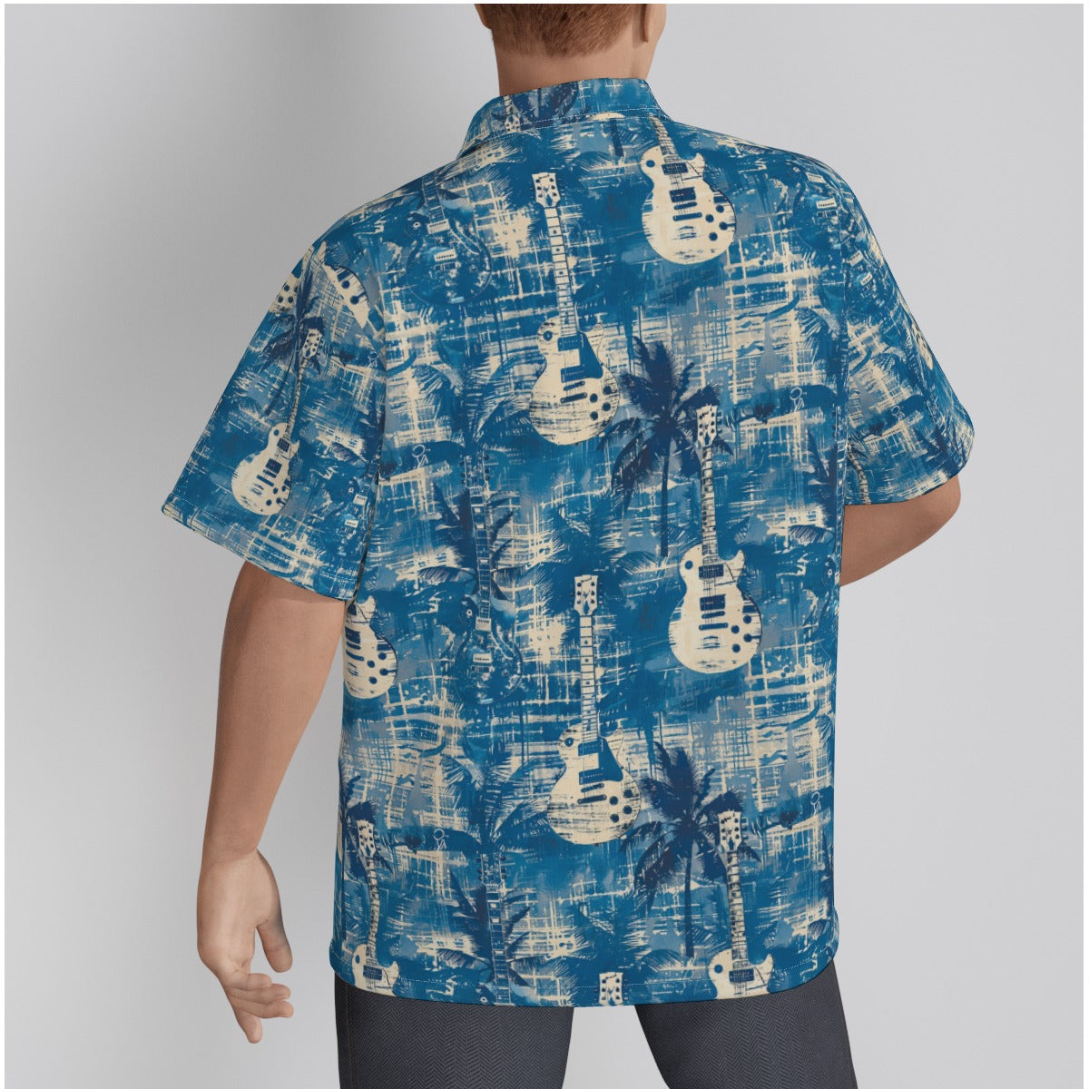 All-Over Print Men's Hawaiian Shirt With Button Closure