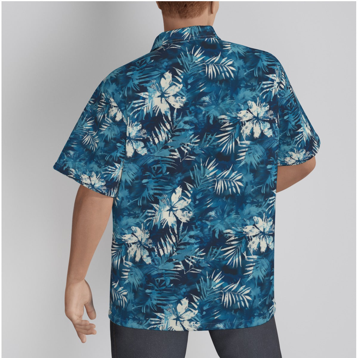 All-Over Print Men's Hawaiian Shirt With Button Closure
