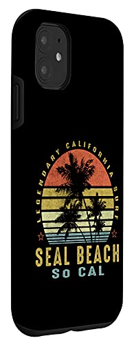 Seal Beach Retro Palm Sunset - Beach Gifts Case