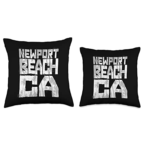 Beach Favorites Newport Beach California Chunk Block Palms Throw Pillow