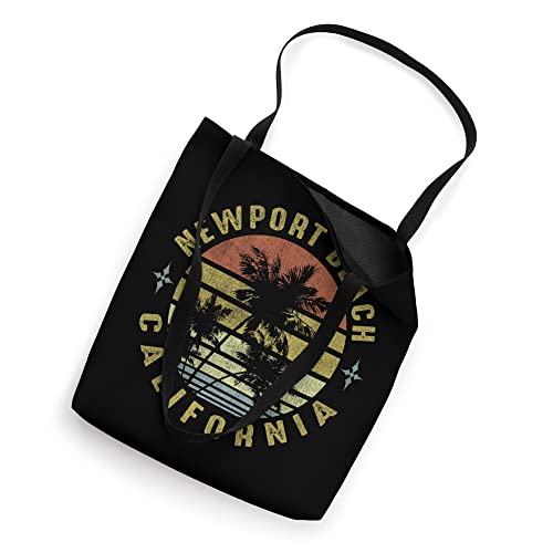 Newport Beach California Retro Palm Sunset - Beach Design Tote Bag