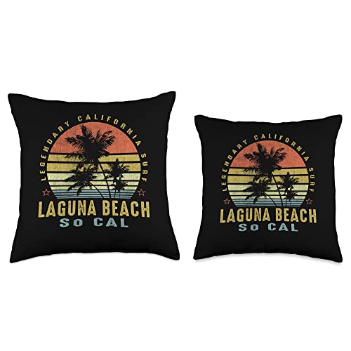 Vintage Beach Vibe Laguna Retro Palm Sunset-Beach Gifts Throw Pillow
