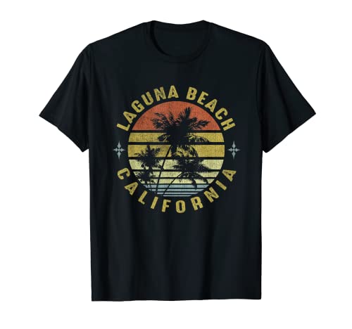 Laguna Beach California Retro Palm Sunset - Beach Design T-Shirt