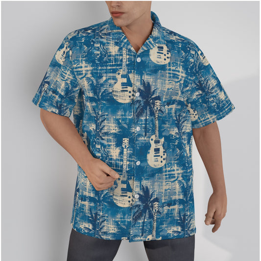 All-Over Print Men's Hawaiian Shirt With Button Closure