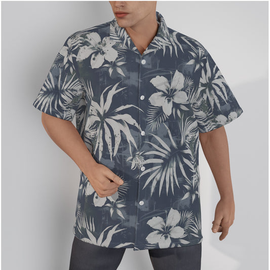 All-Over Print Men's Hawaiian Shirt With Button Closure