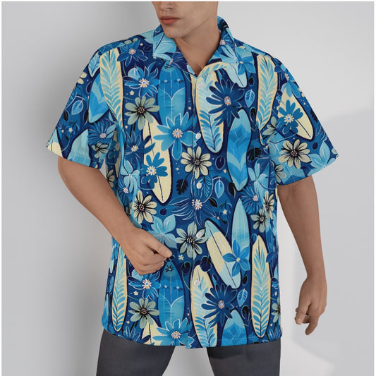 All-Over Print Men's Hawaiian Shirt With Button Closure