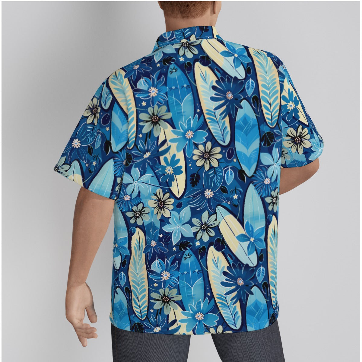 All-Over Print Men's Hawaiian Shirt With Button Closure
