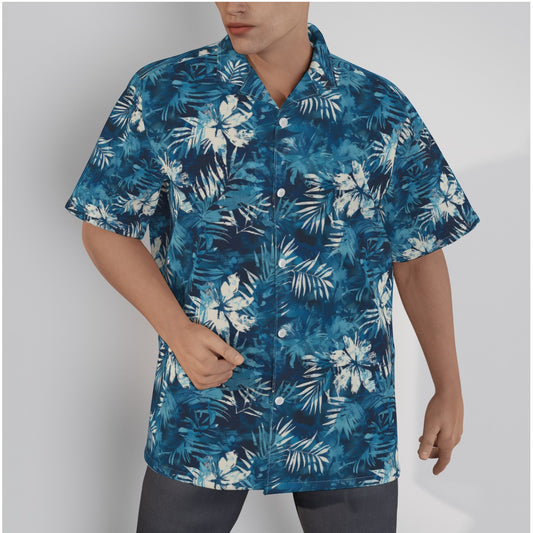 All-Over Print Men's Hawaiian Shirt With Button Closure