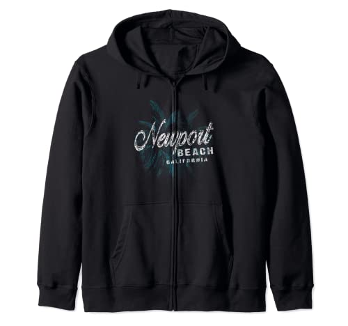 Newport Beach - Palm Cluster Distressed Stamp Zip Hoodie