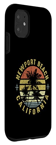 iPhone 12/12 Pro Newport Beach California Retro Palm Sunset - Beach Design Case