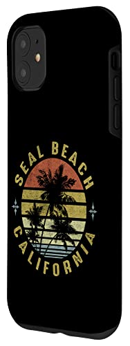 Seal Beach California Retro Palm Sunset - Beach Design Case