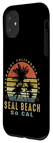 Seal Beach Retro Palm Sunset - Beach Gifts Case