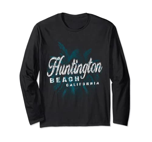 Huntington Beach - Palm Cluster Distressed Stamp Long Sleeve T-Shirt