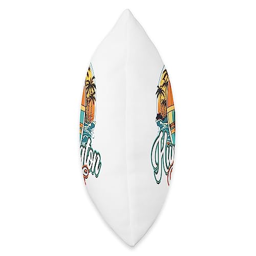 Retro Surf Graphics Huntington Retro Vintage Three Surfboard and Palm Circle Throw Pillow