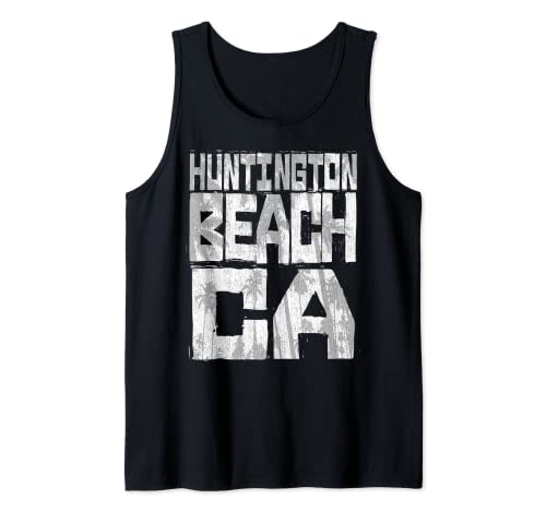 Huntington Beach CA - Chunk Block Palms Tank Top
