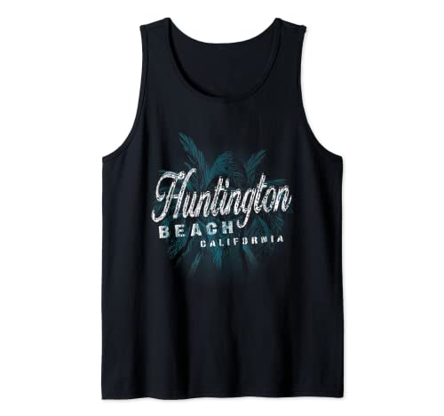 Huntington Beach - Palm Cluster Distressed Stamp Tank Top