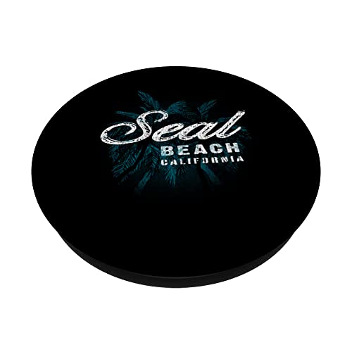 Seal Beach - Palm Cluster Distressed Stamp PopSockets Swappable PopGrip