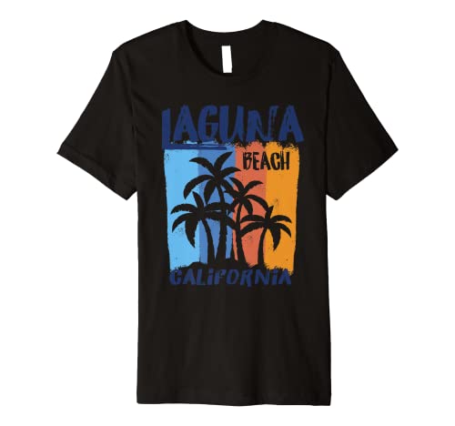 Laguna Beach California Fun Colorful Palm Trees Design Premium T-Shirt