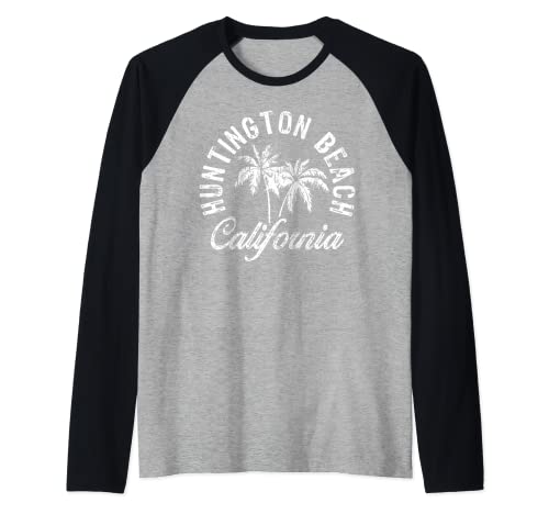 Huntington Beach California My Favorite Surf Beach Raglan Baseball Tee