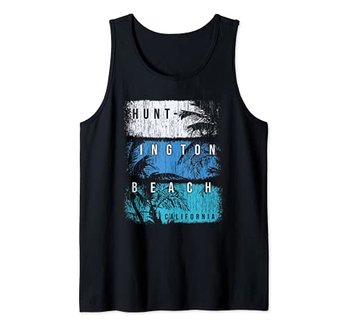 Huntington Beach California Colorful Brush Strokes and Palms Tank Top