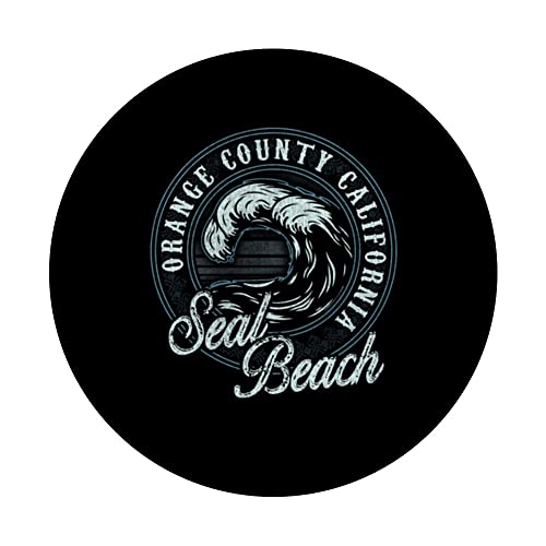 Seal Beach Retro Wave Circle - Beach Gift PopSockets Swappable PopGrip