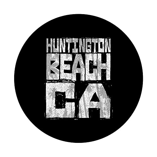 Huntington Beach California Retro Palm Sunset - Beach Design PopSockets Swappable PopGrip