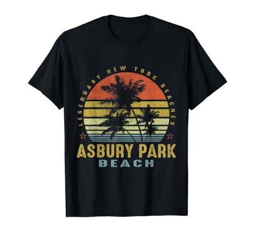 Asbury Park Beach Retro Palm Sunset - Beach Lover Design T-Shirt