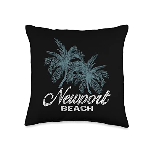 California Surf Beach Newport Beach California-Two Big Palms Throw Pillow