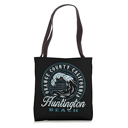 Huntington Beach Retro Wave Circle - Beach Gift Tote Bag