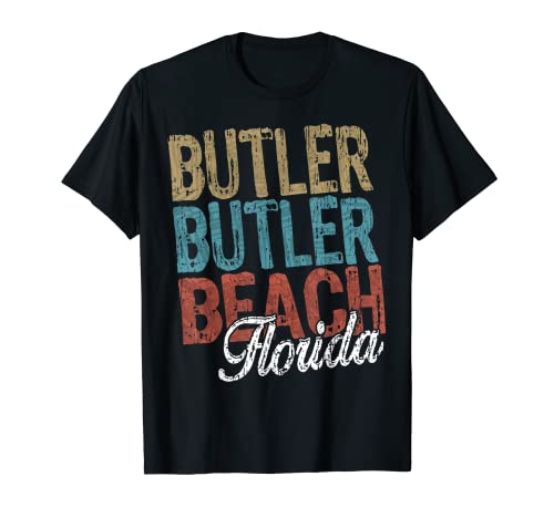 BUTLER BEACH Florida HIBISCUS & SCRIPT Three Tone Palm T-Shirt
