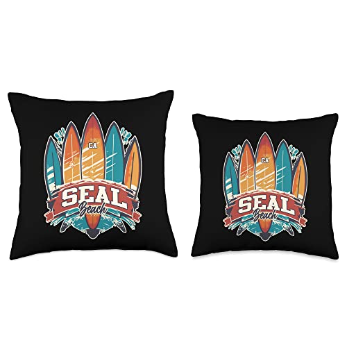Cool Edgy Surf Beach Designs Seal Beach CA Rebel Surf Edgy Surfboard Design Throw Pillow