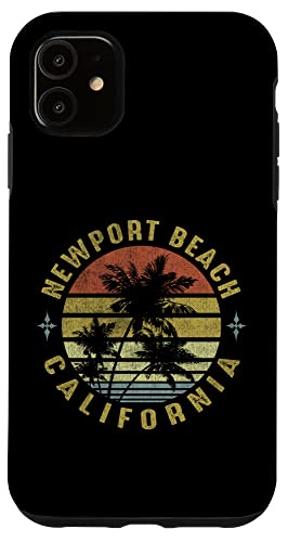 iPhone 12/12 Pro Newport Beach California Retro Palm Sunset - Beach Design Case