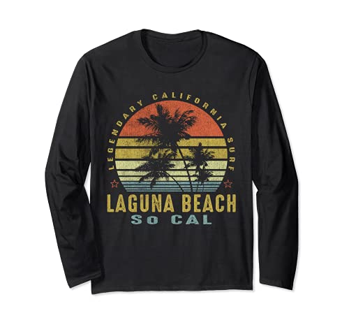 Laguna Beach Retro Palm Sunset - Beach Gifts Long Sleeve T-Shirt