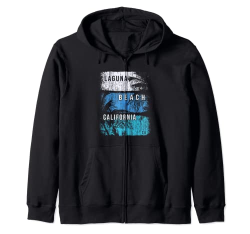 Laguna Beach California CA Brush Strokes and Palms Zip Hoodie