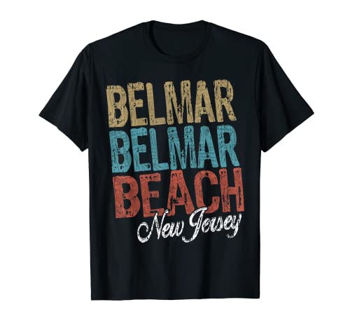 BELMAR BEACH NEW JERSEY - HIBISCUS & SCRIPT PALM TREES Thr T-Shirt