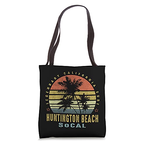 Huntington Beach Retro Palm Sunset - Beach Lover Gift idea Tote Bag