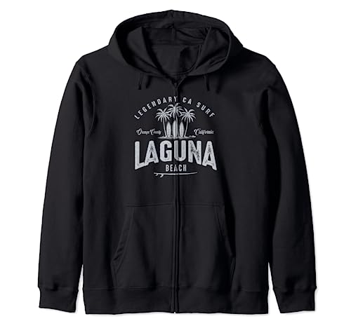 THREE VINTAGE SURFBOARDS AND PALMS - Laguna Beach Zip Hoodie