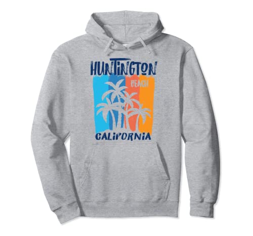 Huntington Beach California Fun Colorful Palm Trees Design Pullover Hoodie