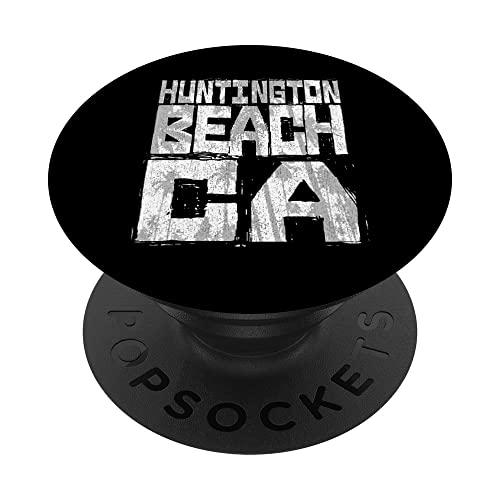 Huntington Beach California Retro Palm Sunset - Beach Design PopSockets Swappable PopGrip