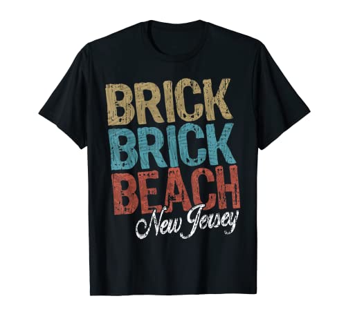 BRICK BEACH NEW JERSEY - HIBISCUS & SCRIPT PALM TREES Thre T-Shirt