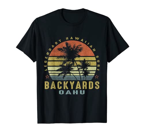 Backyards Oahu Retro Palm Sunset - Beach Gift Design T-Shirt