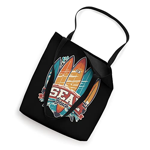Seal Beach CA Rebel Surf Edgy Surfboard Design Tote Bag