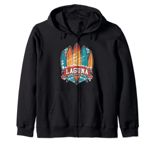 Laguna Beach CA Rebel Surf Edgy Surfboard Design Zip Hoodie