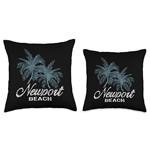 California Surf Beach Newport Beach California-Two Big Palms Throw Pillow