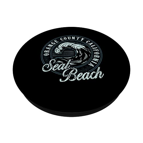 Seal Beach Retro Wave Circle - Beach Gift PopSockets Swappable PopGrip