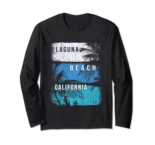 Laguna Beach California CA Brush Strokes and Palms Long Sleeve T-Shirt