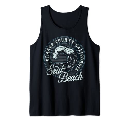 Seal Beach Retro Wave Circle - Beach Gift Tank Top