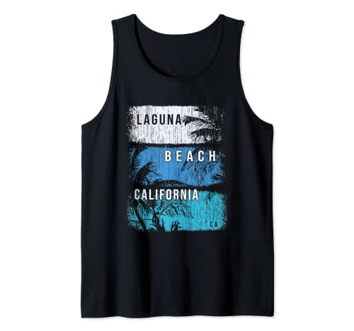 Laguna Beach California CA Brush Strokes and Palms Tank Top
