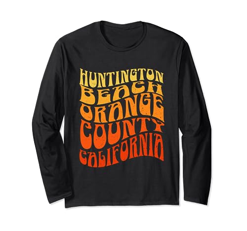 HUNTINGTON BEACH Vintage 60s Retro Waves Long Sleeve T-Shirt
