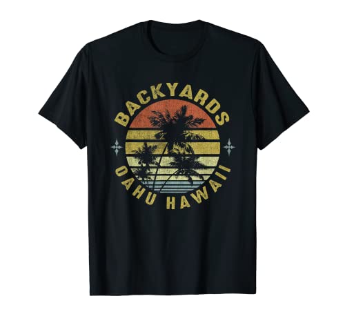Backyards Oahu Retro Palm Sunset - Beach Design T-Shirt
